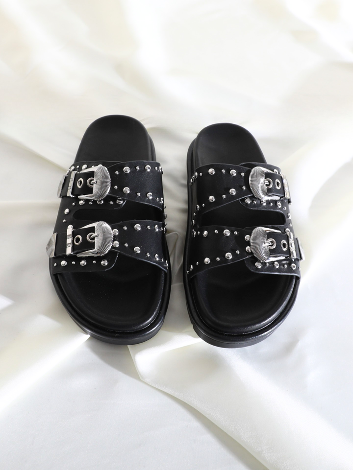 Concho Stud Double Strap Sandals