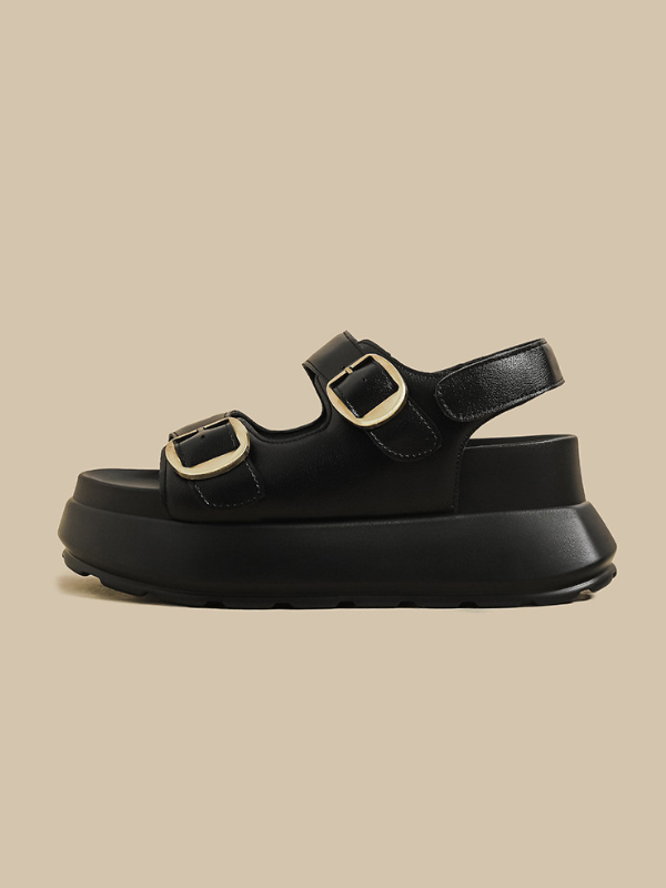 Double Buckle Platform Sandals