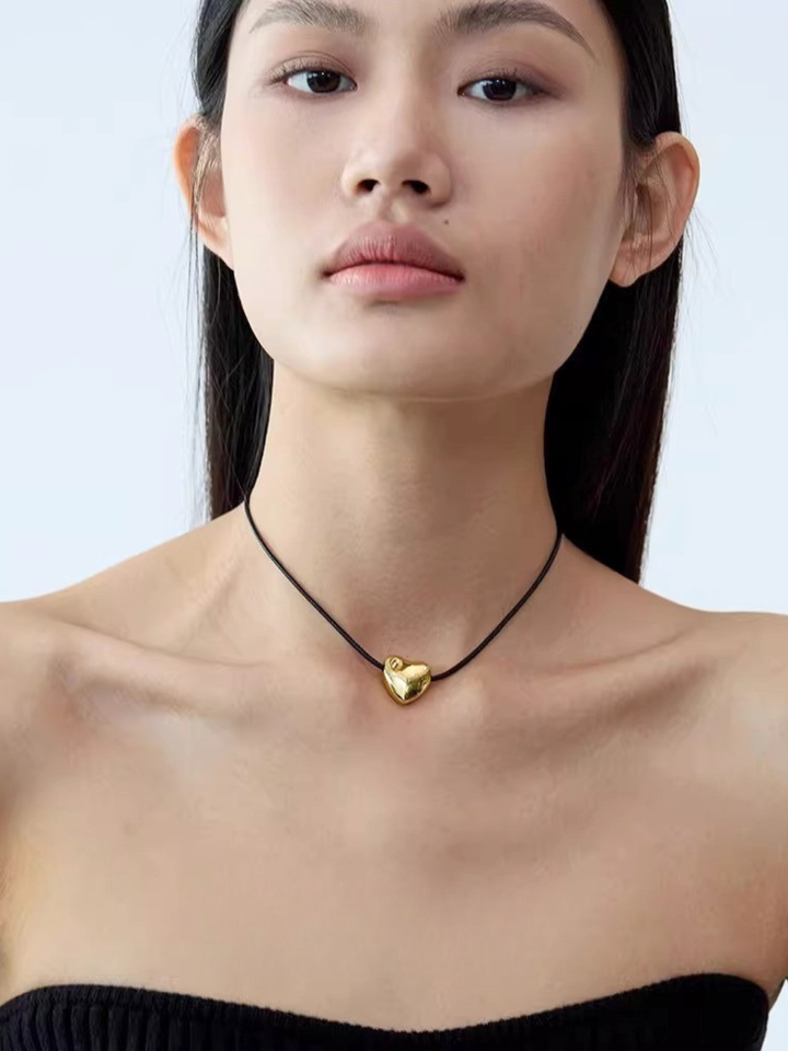 【EGO ACC】Heart Pendant Cord Necklace