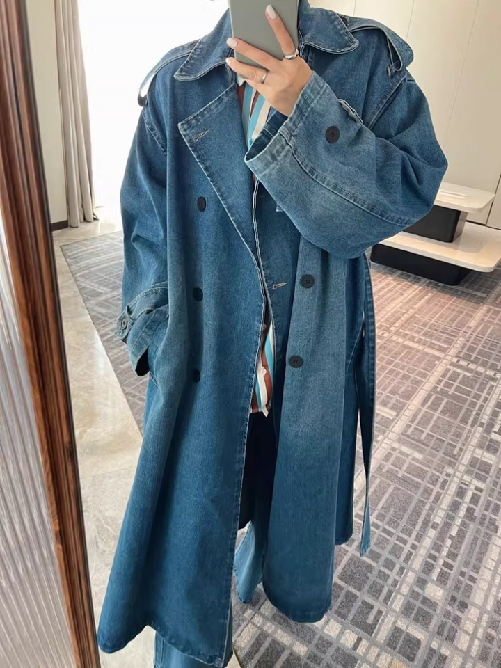 Relaxed Denim Trench Coat