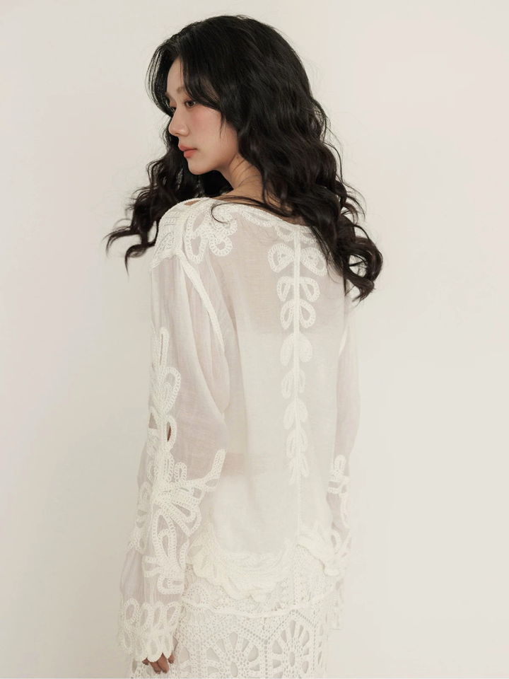 Loop Lace Sheer Blouse