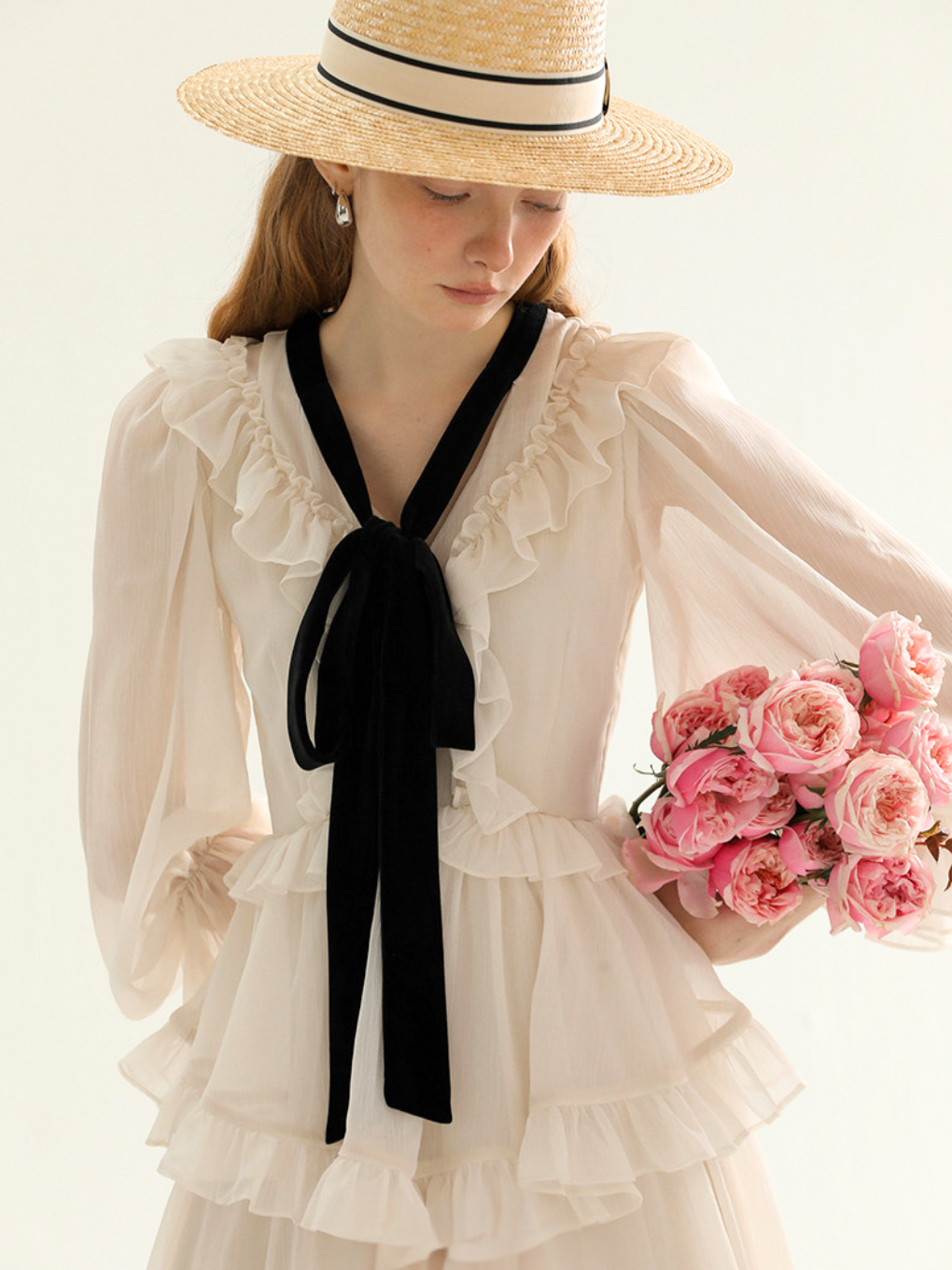 Noir Ribbon Frill Dress