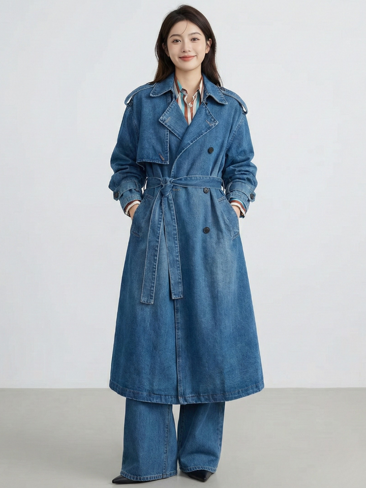 Relaxed Denim Trench Coat