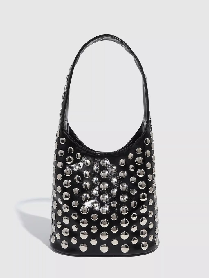 Metal Studs Mini Hobo Bag
