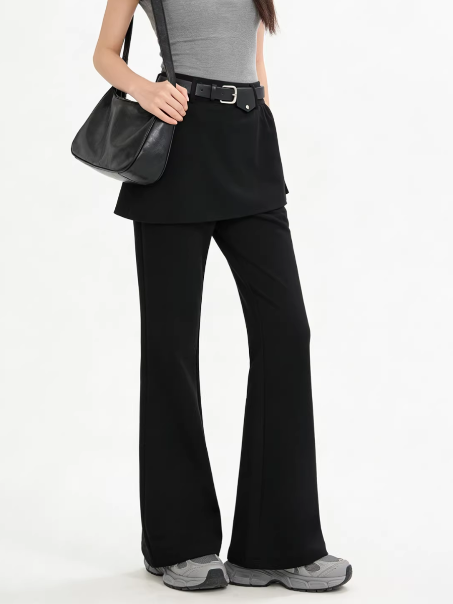 Layered Skirt Flare Pants