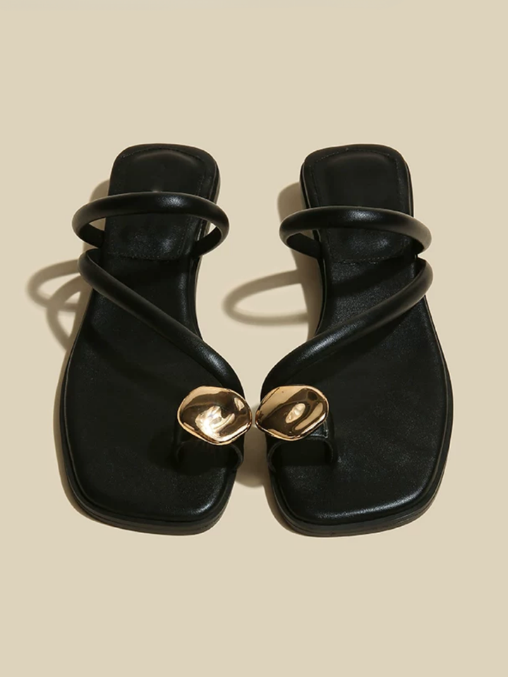 Molten Gold Flat Sandals