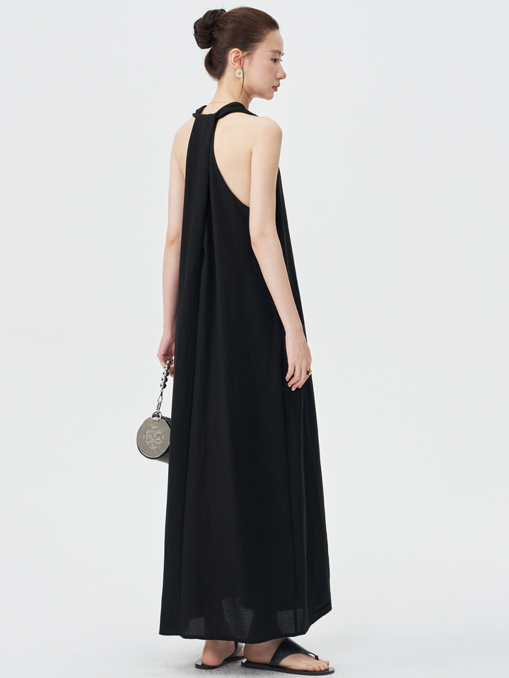 Twist Back Halter Neck Maxi Dress