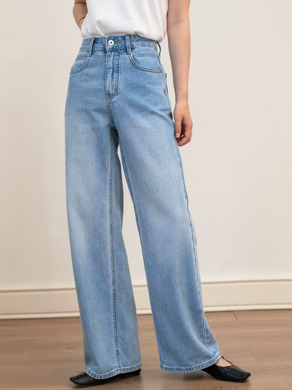 Subtle Glitter Wide Straight Denim（XS〜XL）