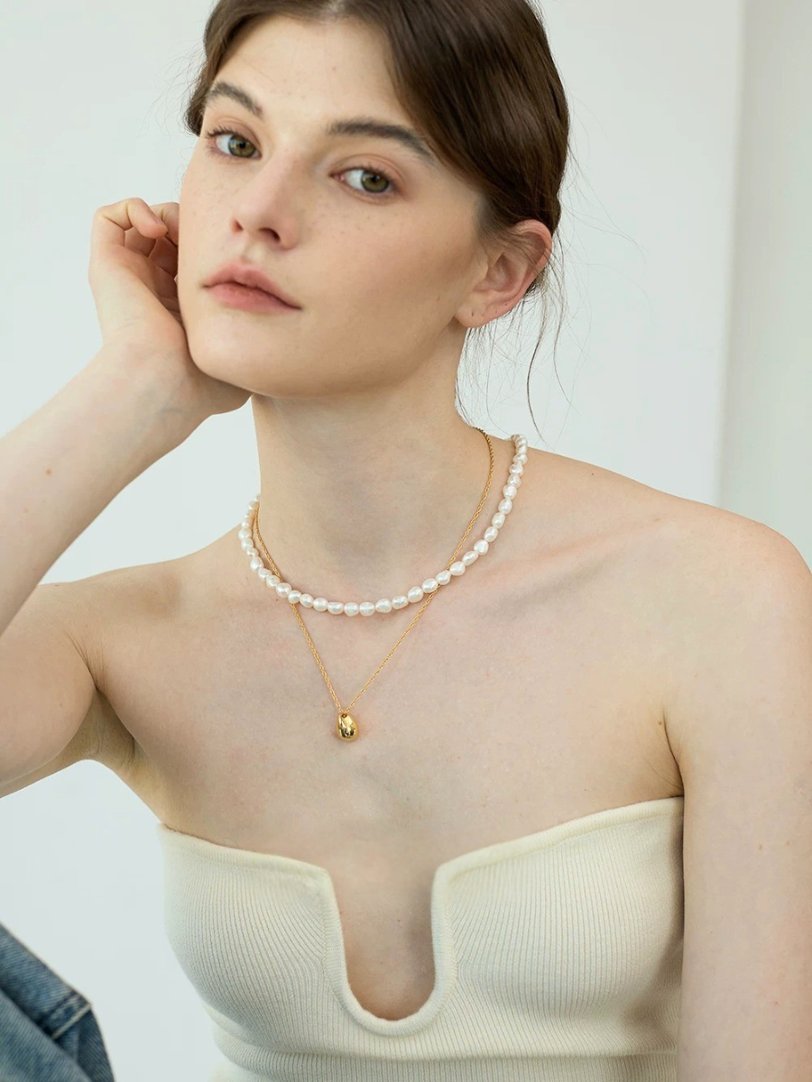 【EGO ACC】Organic Pearl Toggle Necklace