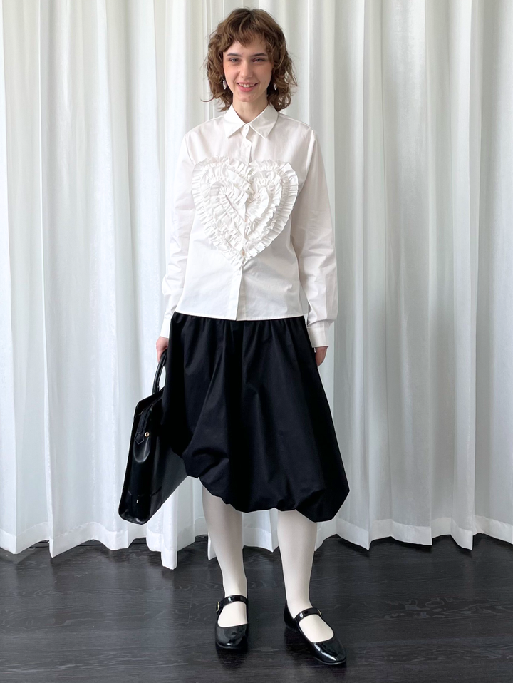 【Loose Smell】Heart Frill Shirt