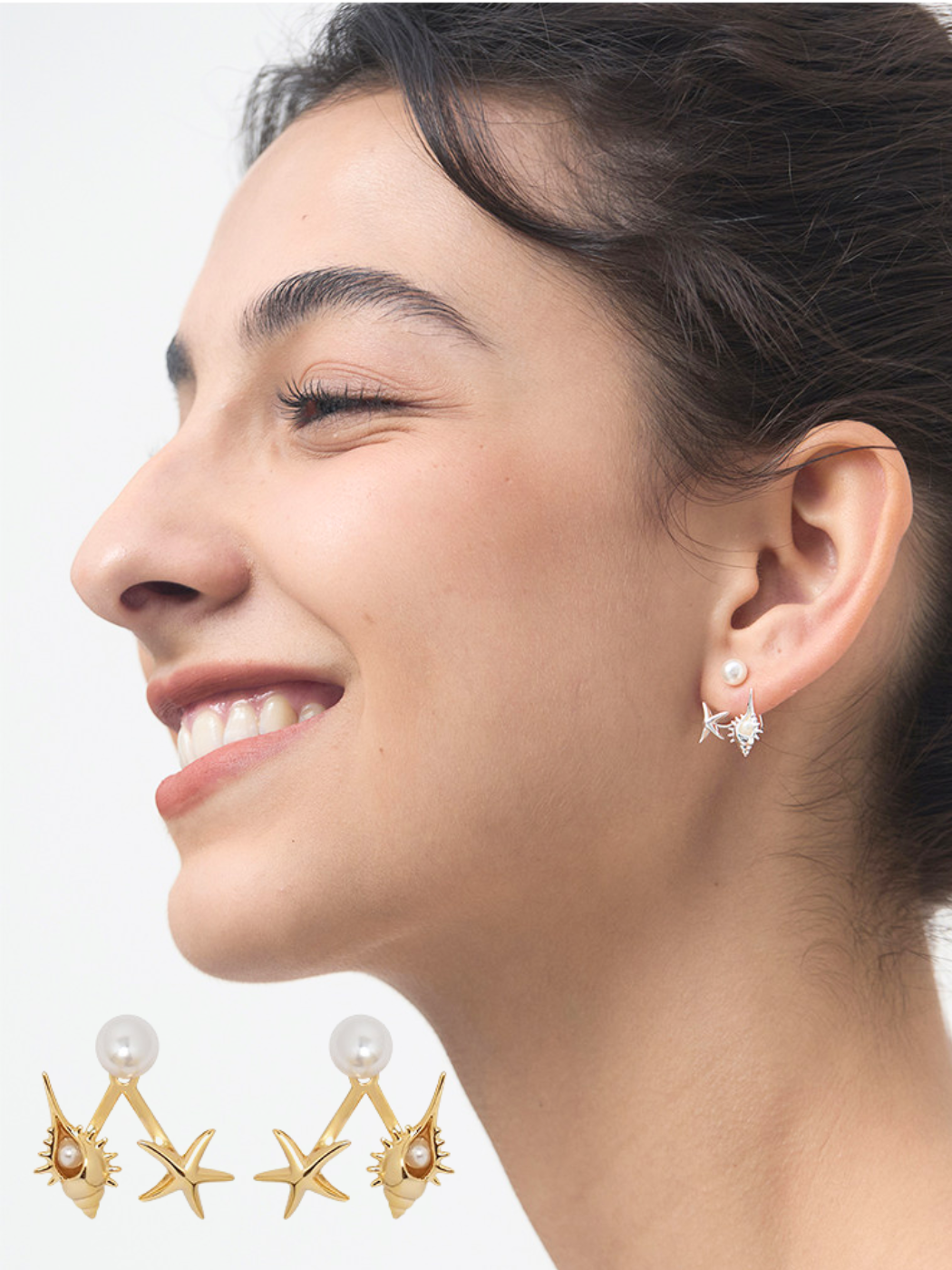 【EGO ACC】Starfish & Shell Pearl Earrings
