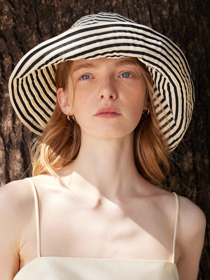 Striped Wide Brim Sun Hat