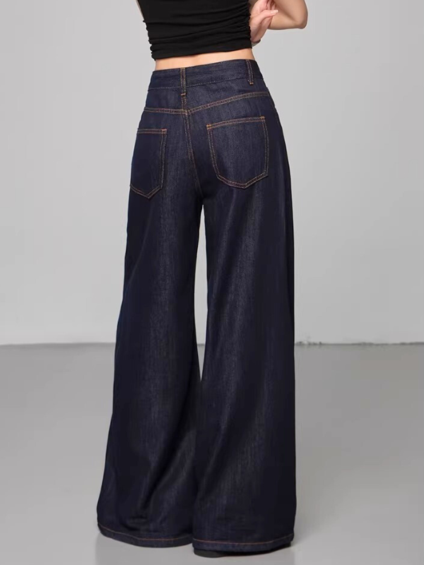 Length-Selectable Wide Denim Pants
