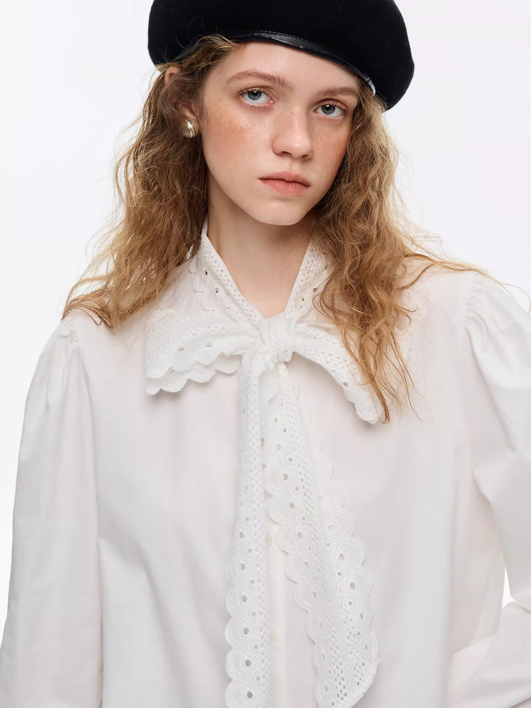 Lace Ribbon Tie Blouse
