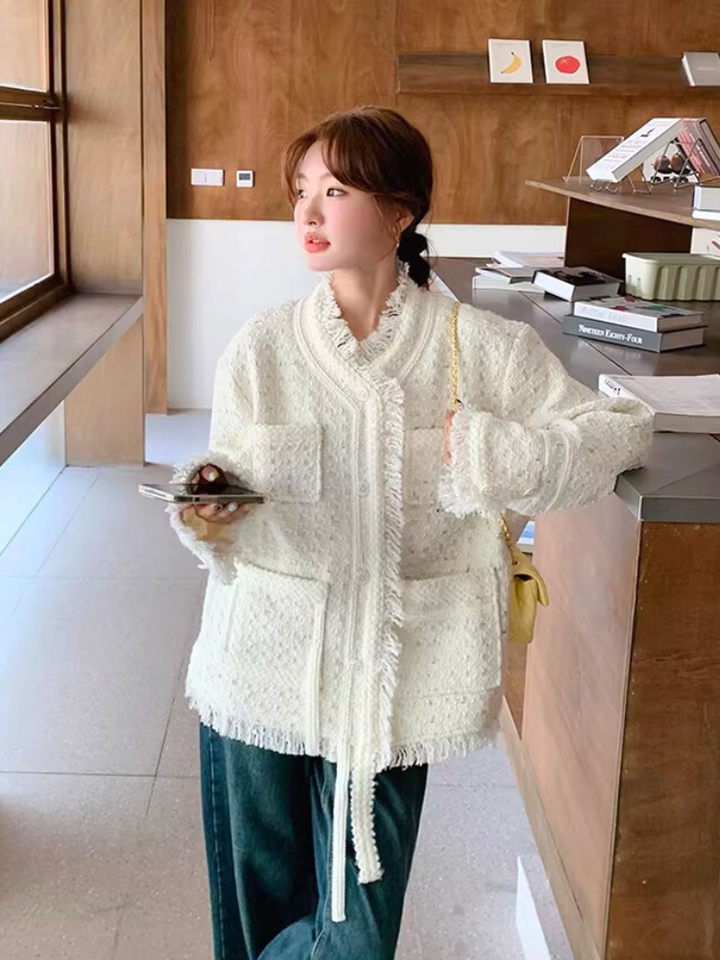 Soft Fringe Tweed Jacket