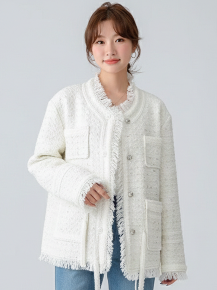 Soft Fringe Tweed Jacket