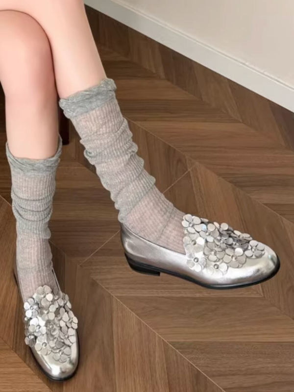Metallic Flower Loafers（22.0cm〜）