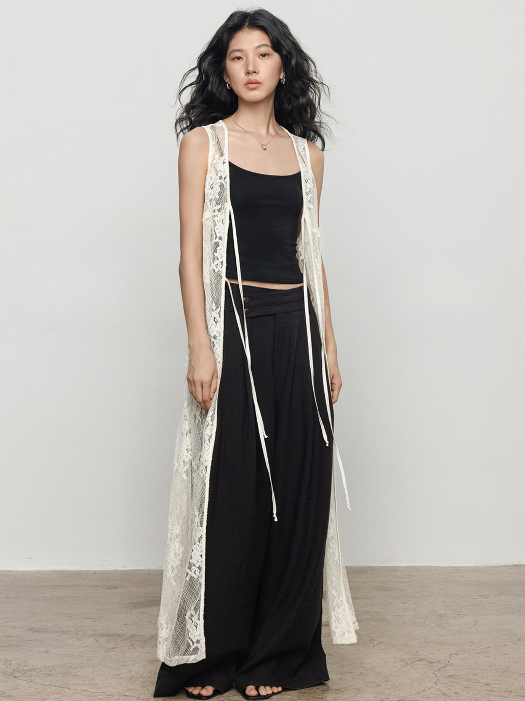 〈Pre Order〉Floral Lace Long Gilet