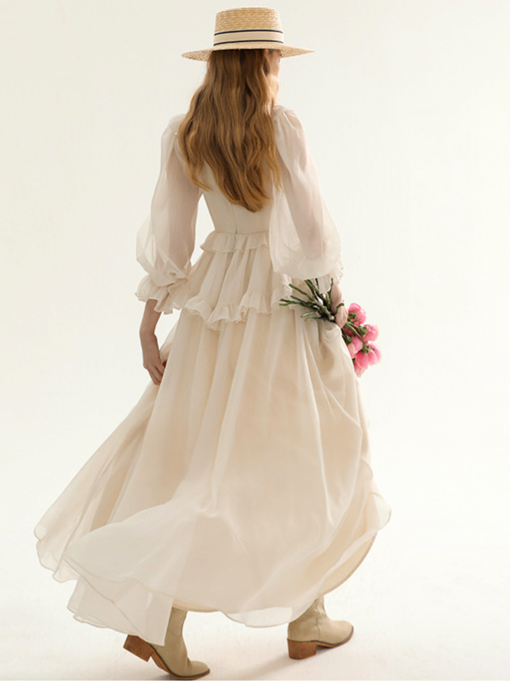 Noir Ribbon Frill Dress