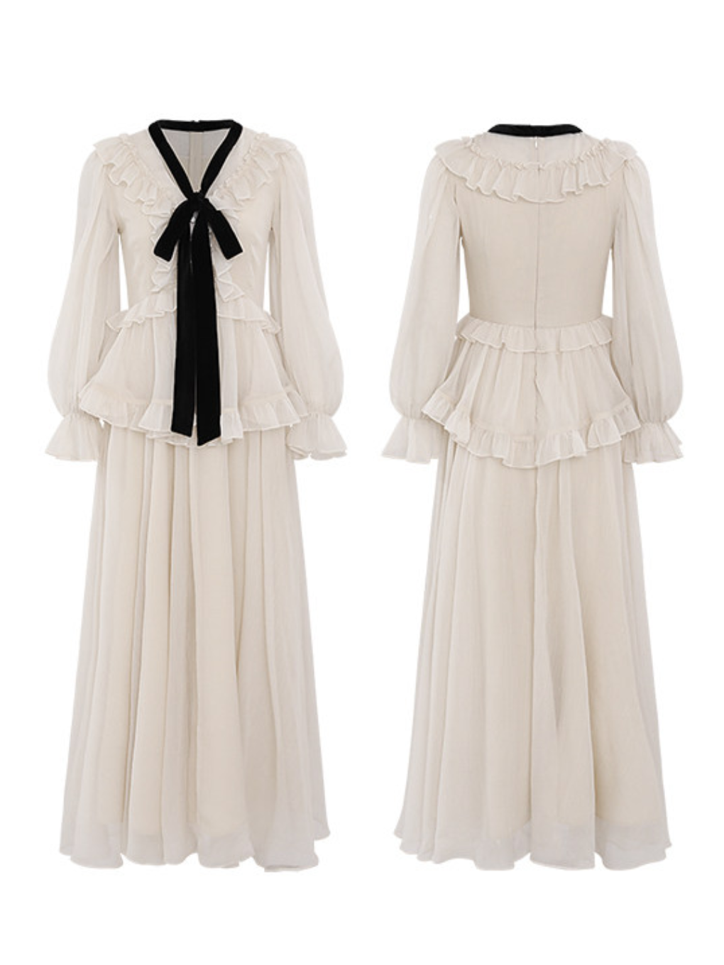 Noir Ribbon Frill Dress