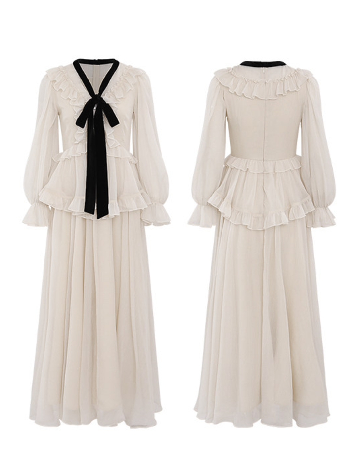 Noir Ribbon Frill Dress