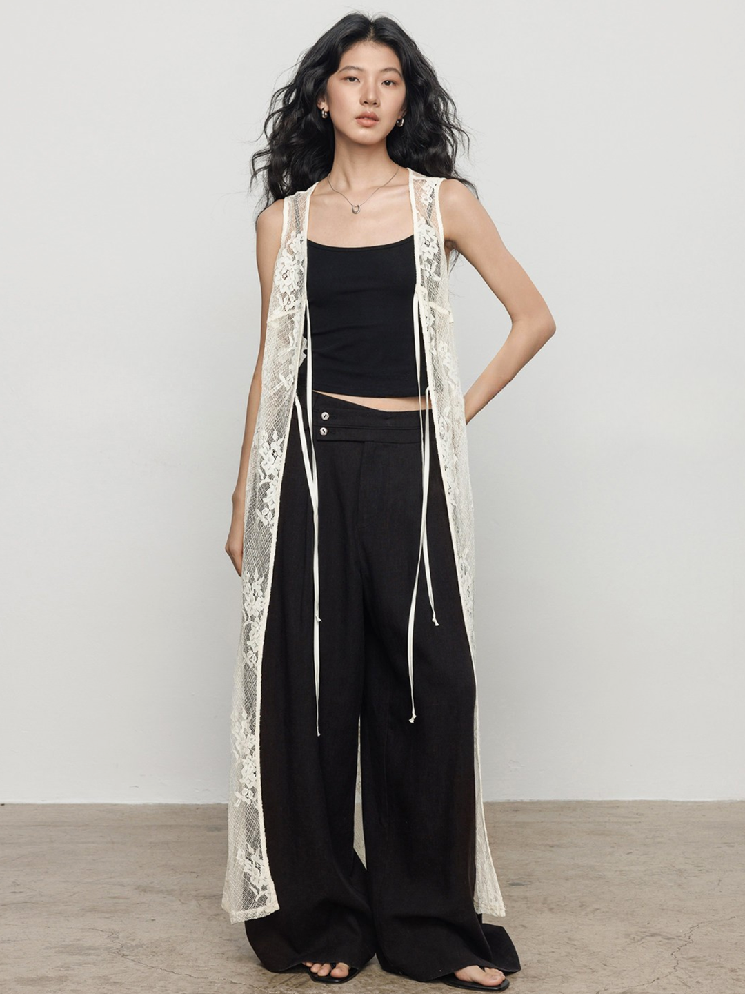 〈Pre Order〉Floral Lace Long Gilet