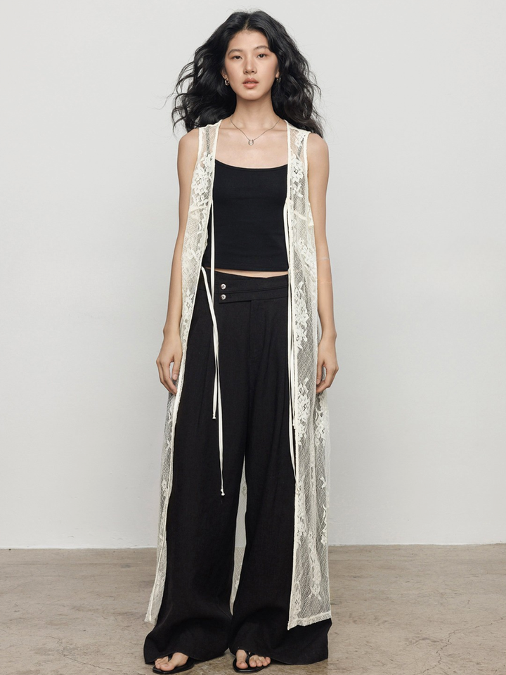 〈Pre Order〉Floral Lace Long Gilet