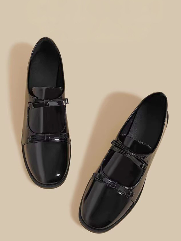 Ribbon Double Strap Flat Shoes