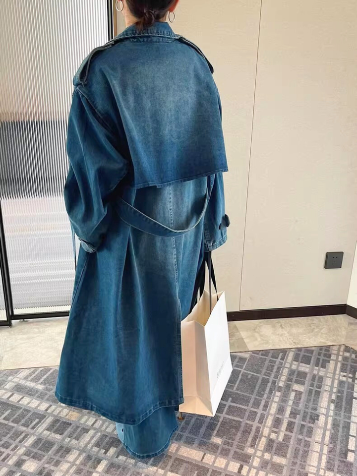 Relaxed Denim Trench Coat