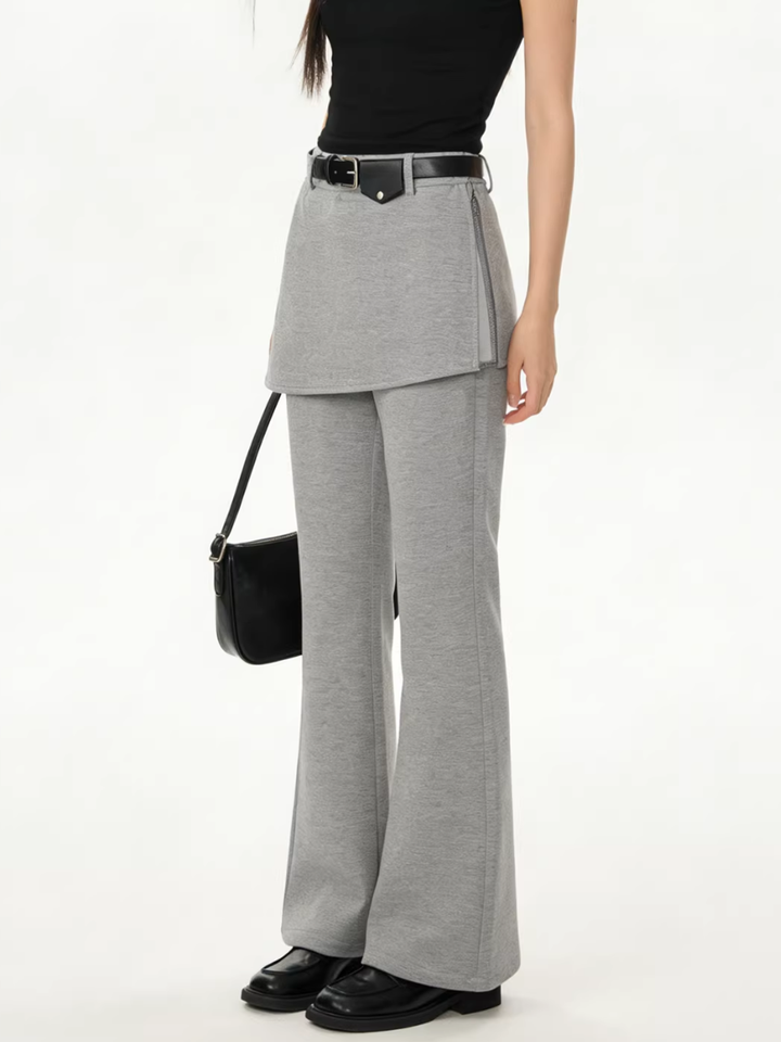 Layered Skirt Flare Pants