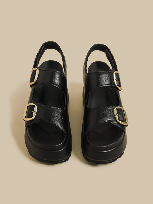 Double Buckle Platform Sandals