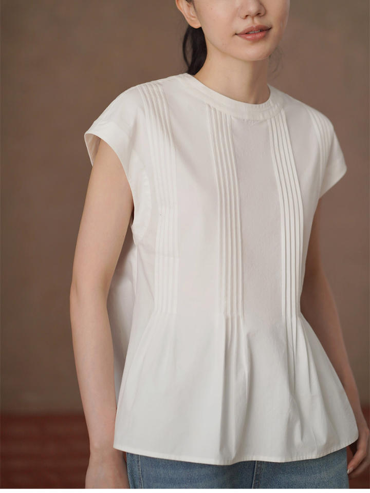 Pintuck Peplum Blouse