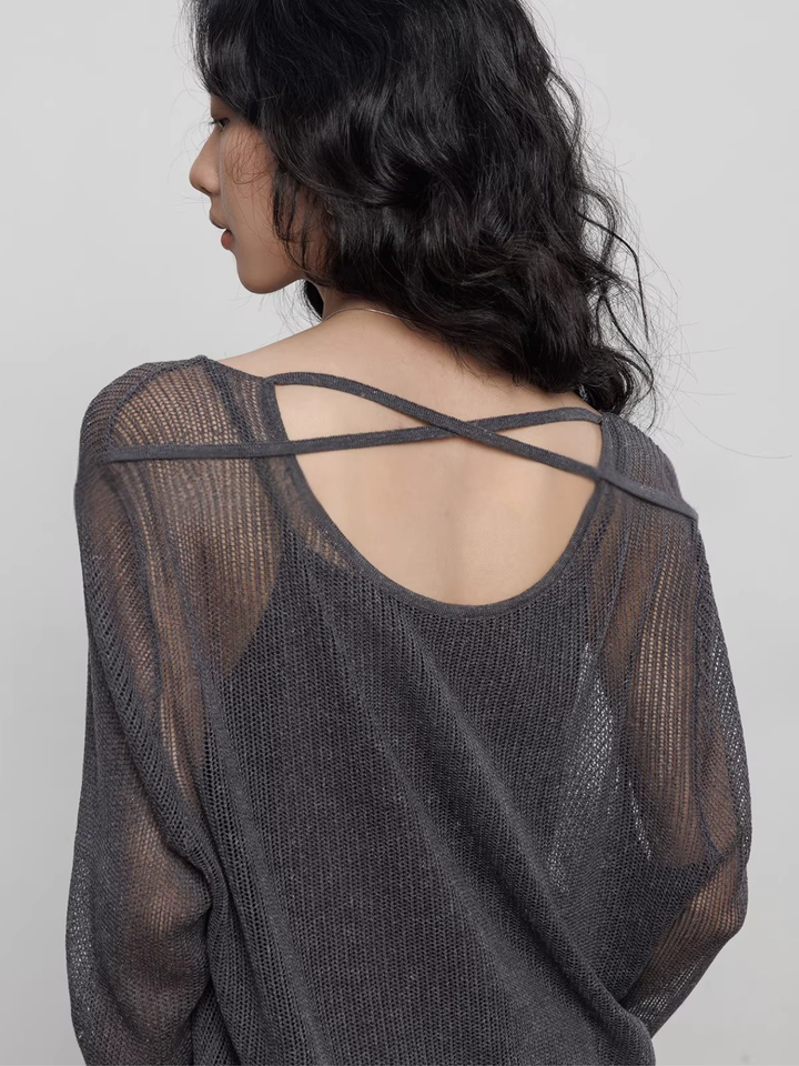 〈Pre order〉Back Cross Sheer Knit Set