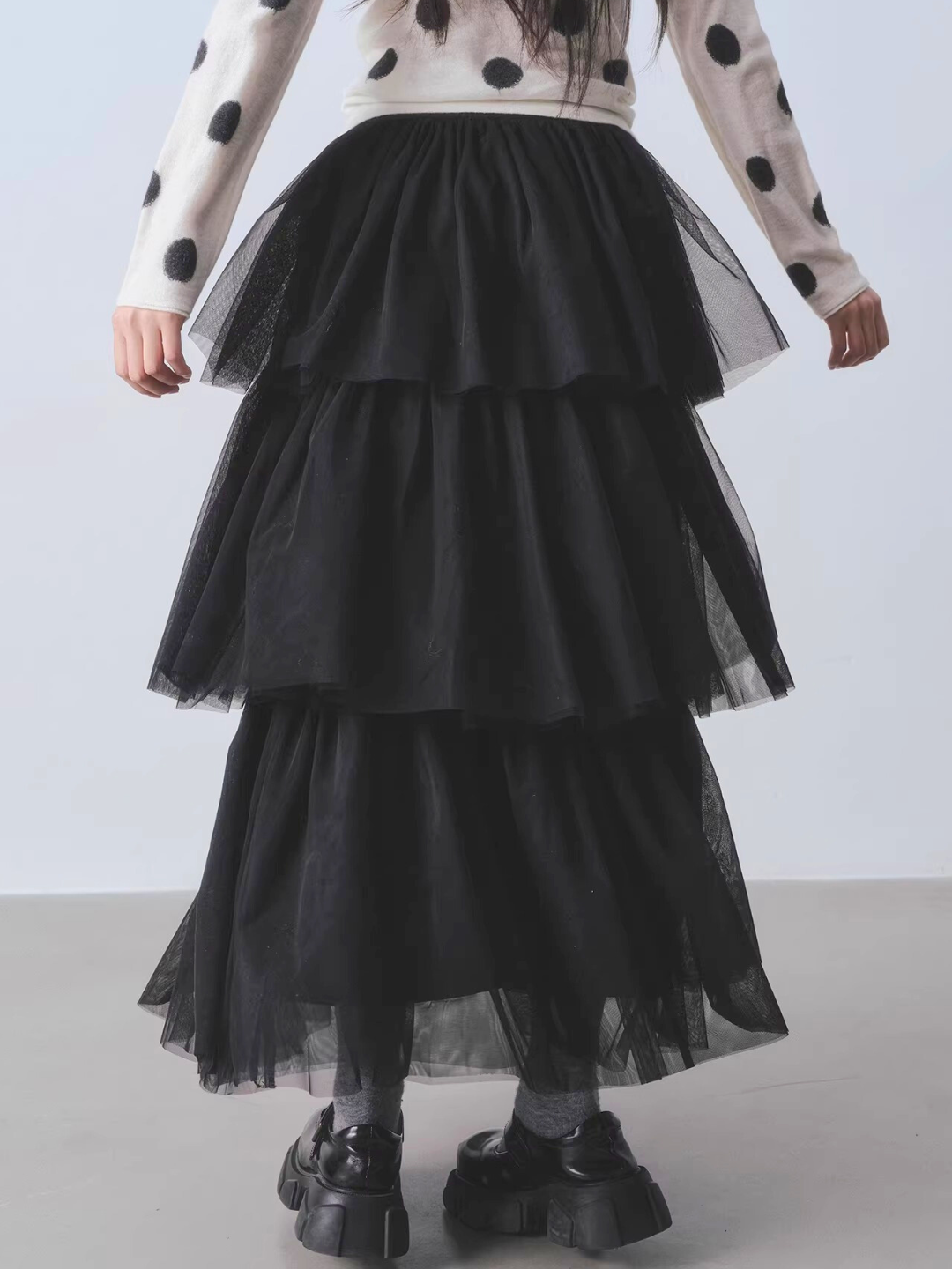 Sheer Mesh Tiered Skirt