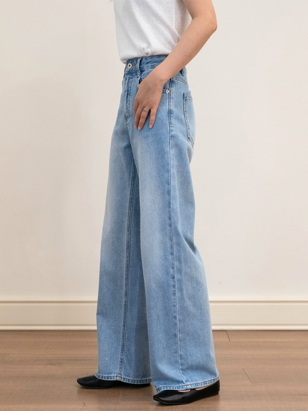 Subtle Glitter Wide Straight Denim（XS〜XL）