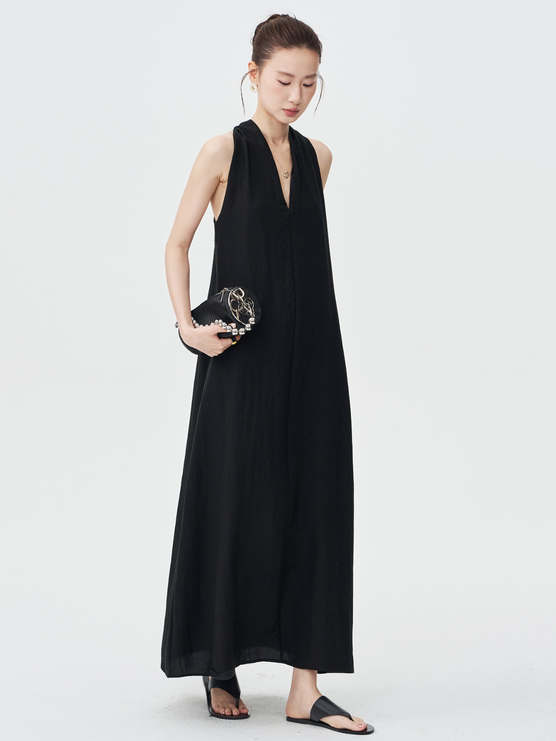Twist Back Halter Neck Maxi Dress