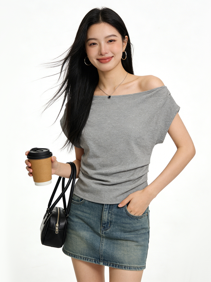 Drape Boat Neck Top