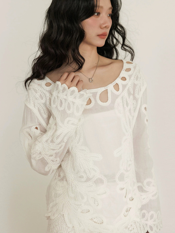 Loop Lace Sheer Blouse