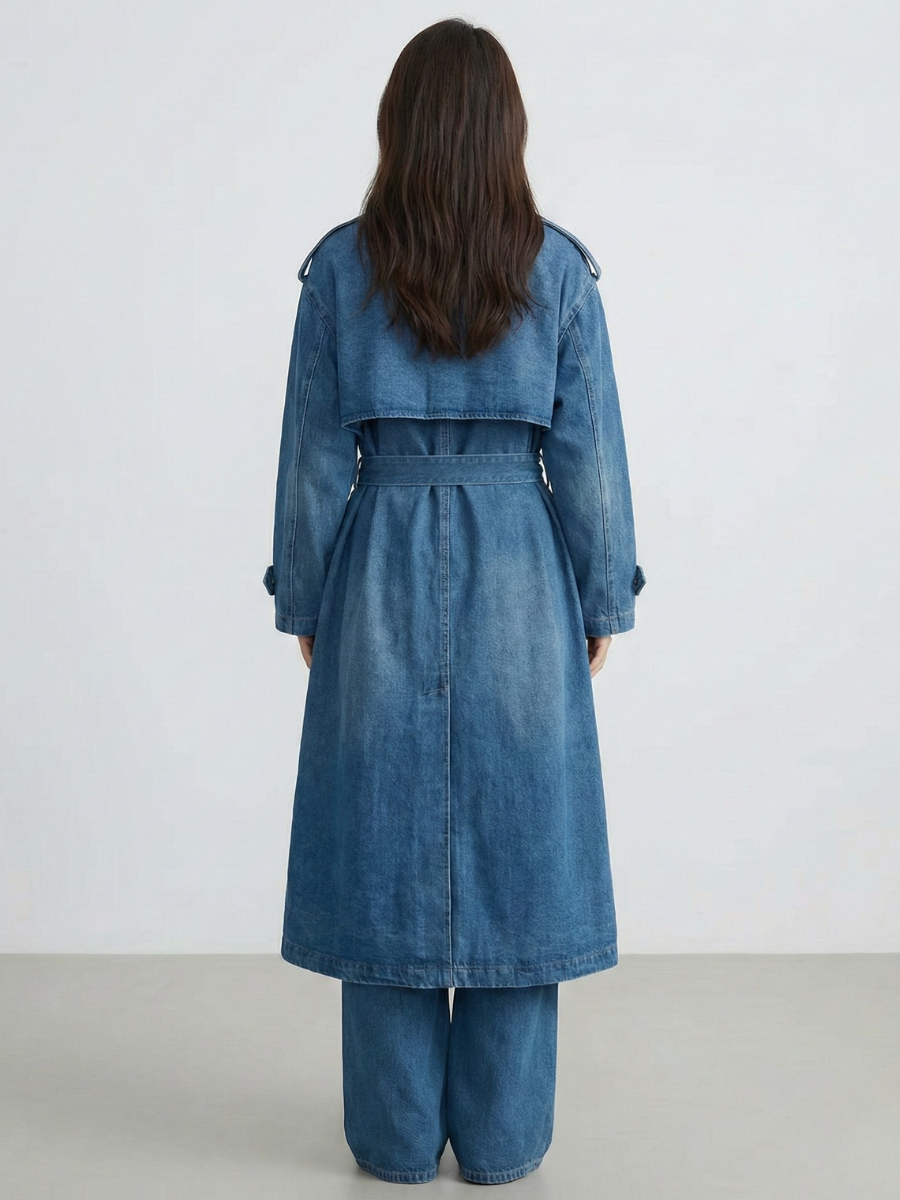 Relaxed Denim Trench Coat