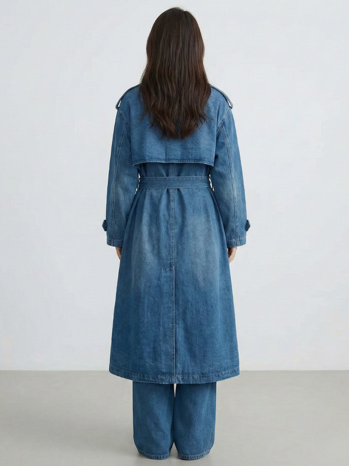Relaxed Denim Trench Coat