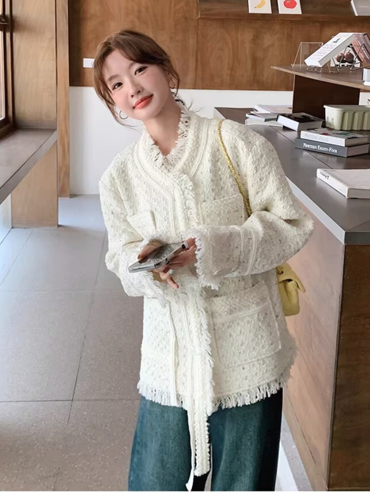 Soft Fringe Tweed Jacket