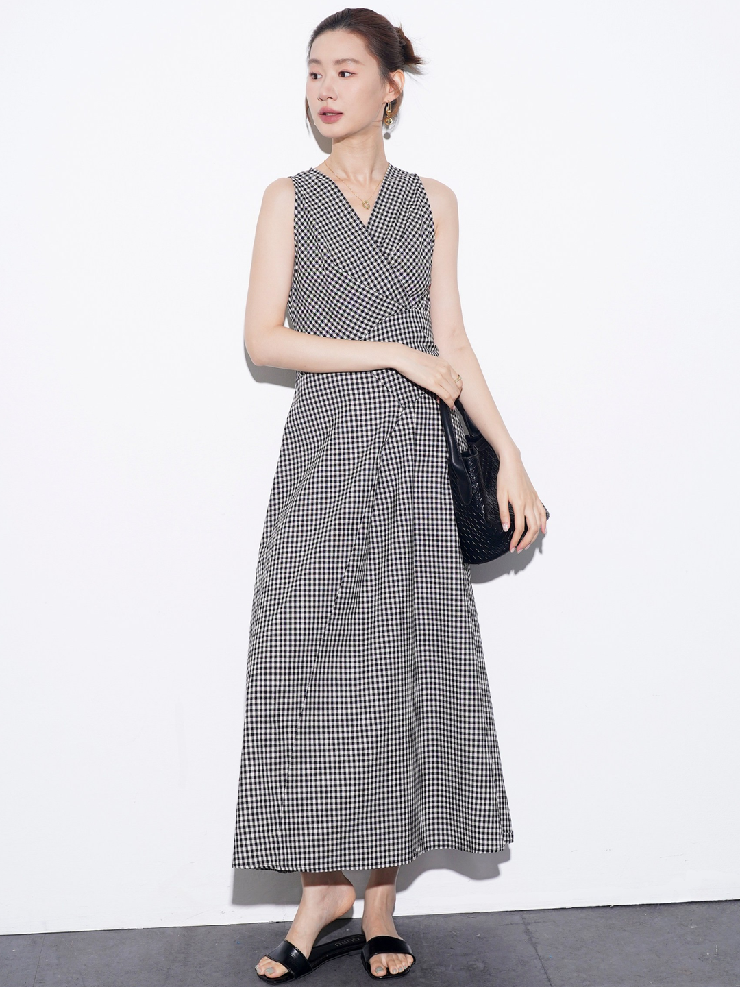 Gingham Wrap Flare Dress