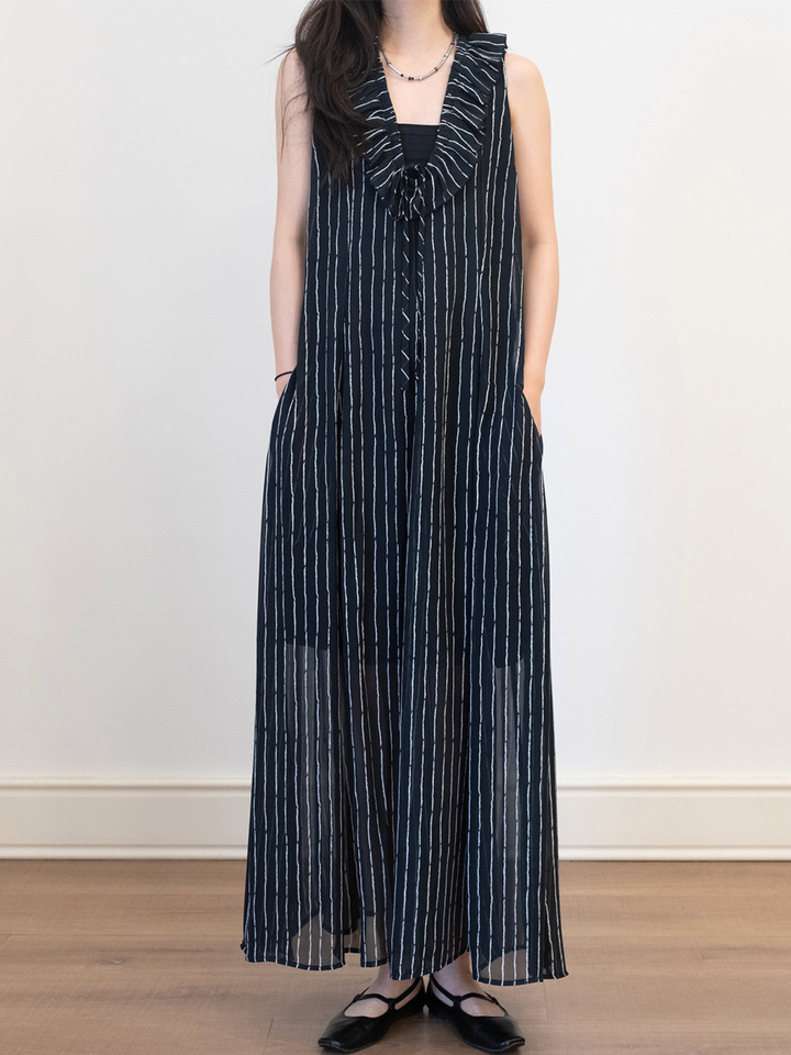 Sheer Ruffle Maxi Dress