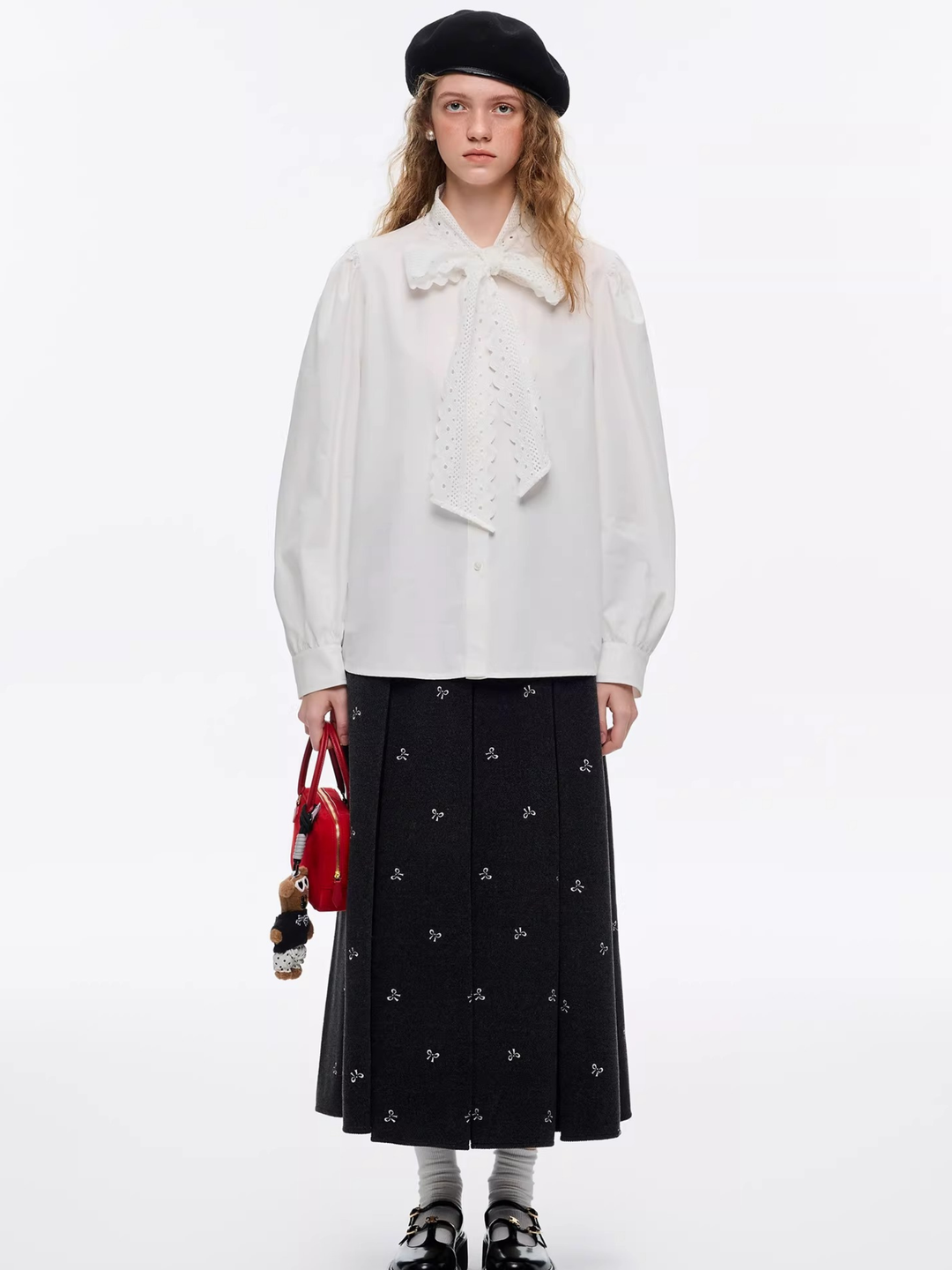 Lace Ribbon Tie Blouse