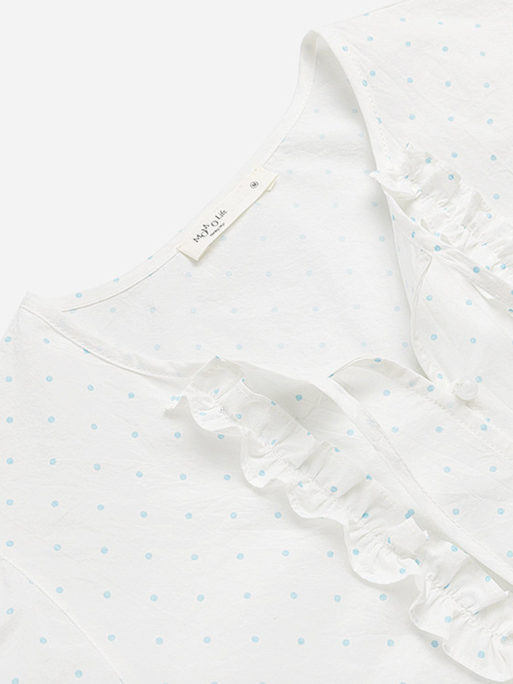 Sky Dot Frill Blouse