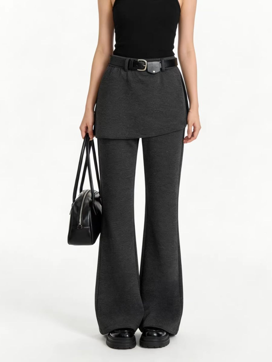 Layered Skirt Flare Pants