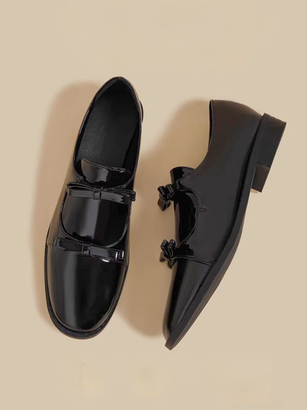 Ribbon Double Strap Flat Shoes