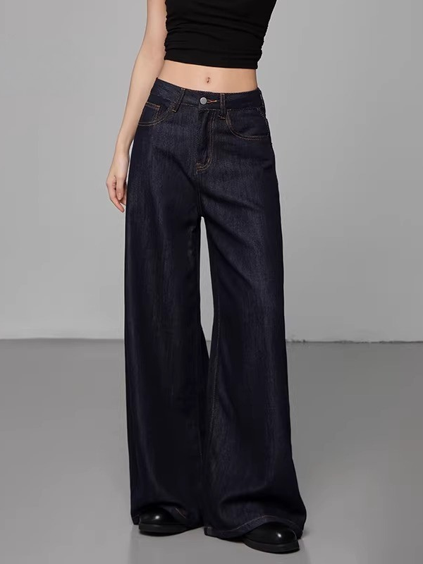 Length-Selectable Wide Denim Pants