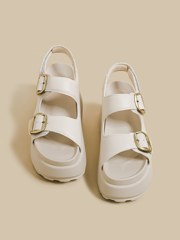 Double Buckle Platform Sandals