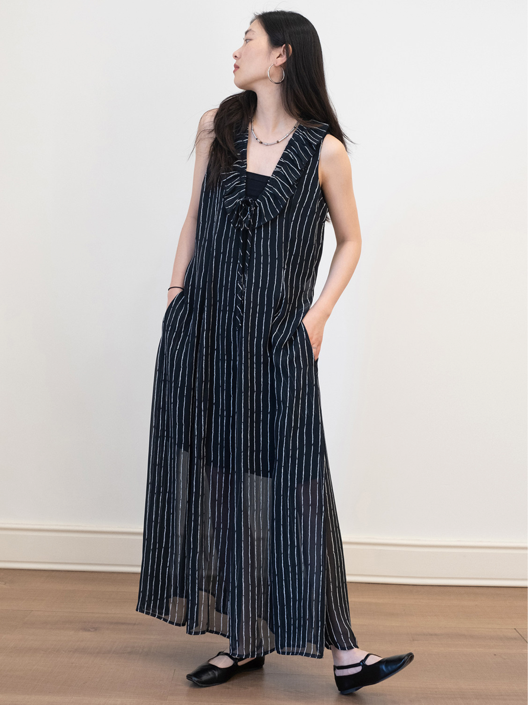 Sheer Ruffle Maxi Dress